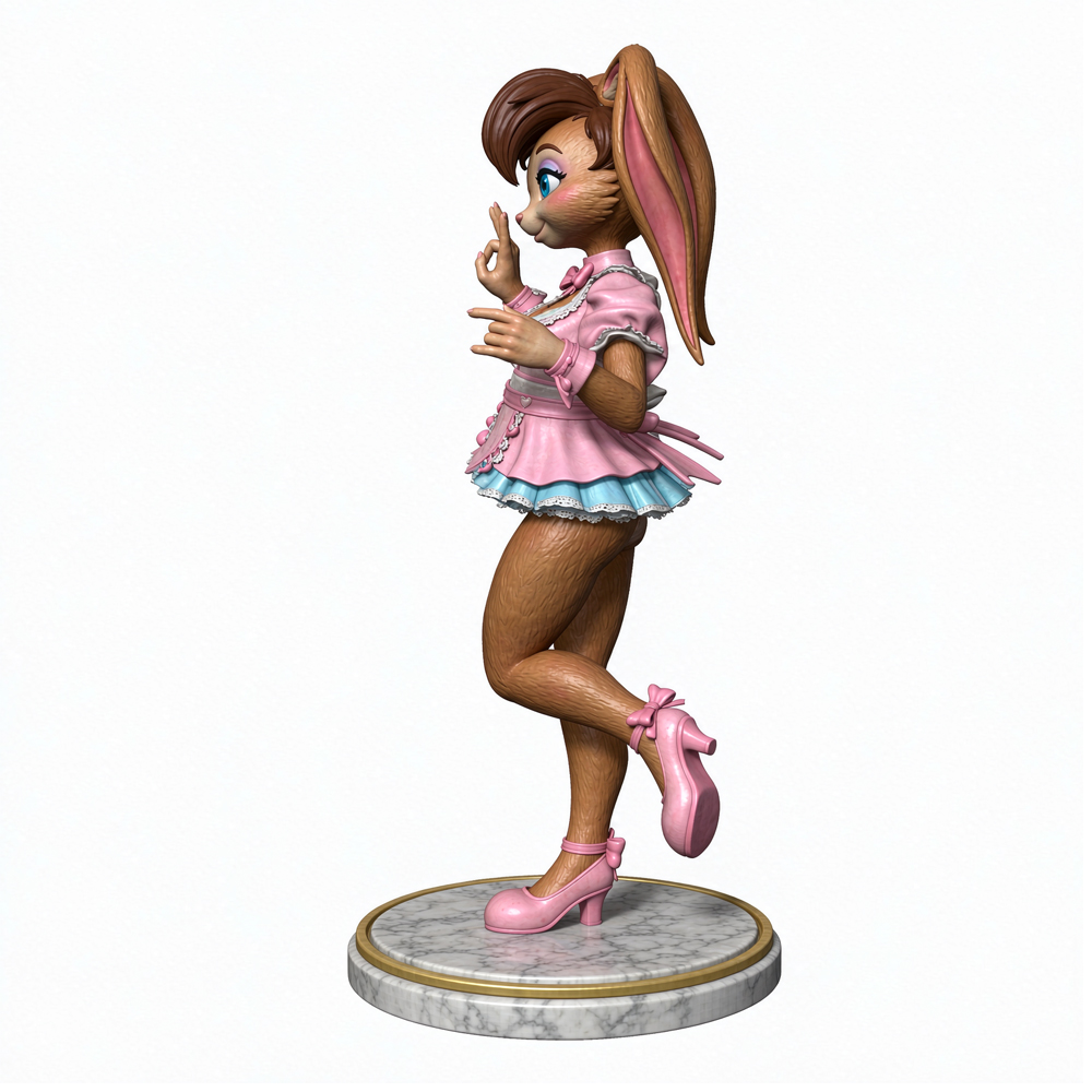 3D Printing Rabbit - Figura de Resina Gris de Conejita