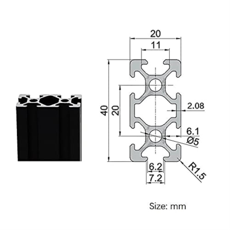 Ranura en T 2040 negra, extrus - V Slot Aluminum Extrusion reseña y precio